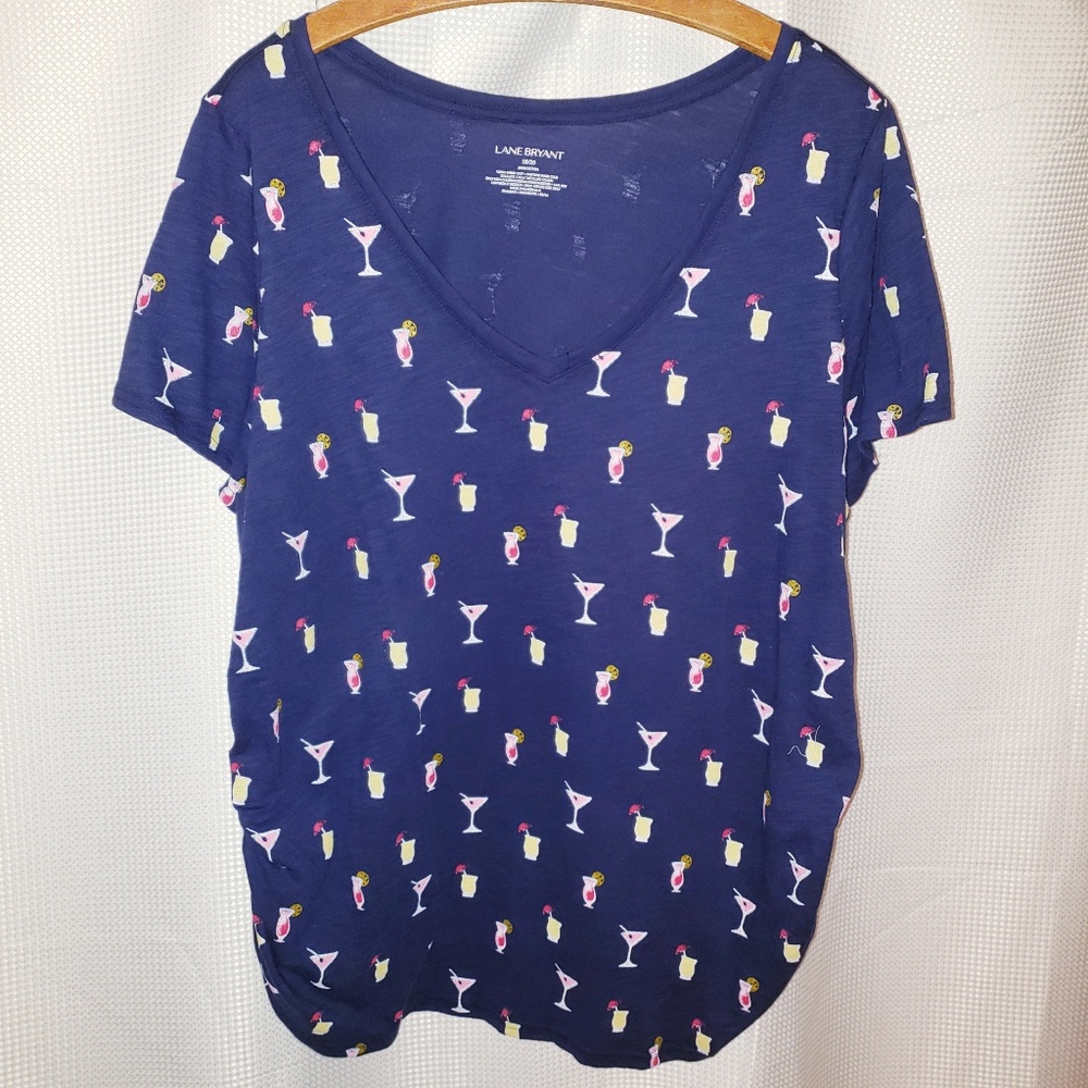 Lane Bryant Cocktail Print T-Shirt NWOT